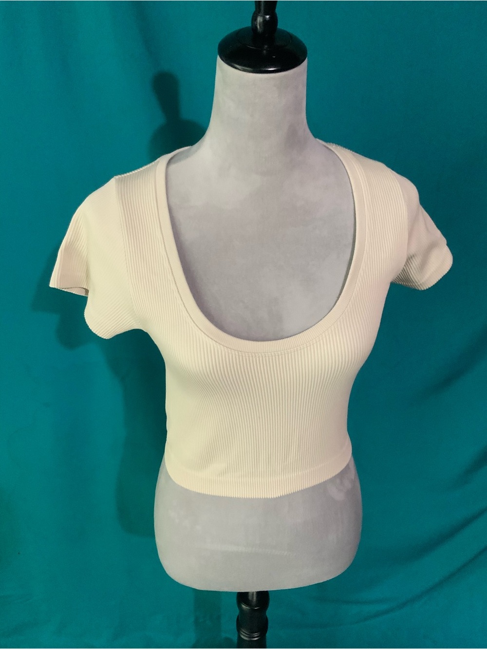 OFFLINE BY AERIE, REAL GOOD, RIBBED, SEAMLESS SHORT SLEEVE CROP TOP